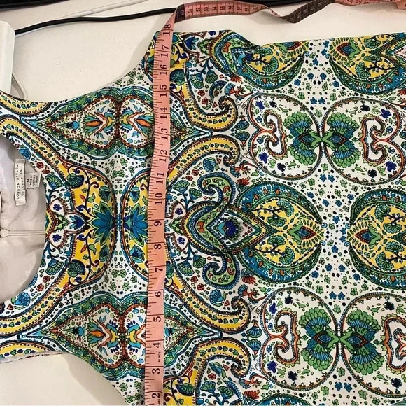 Women’s Size 12 Mini Dress Multicolor Patterned Office Colorful Sleeveless Zip - Picture 3 of 11